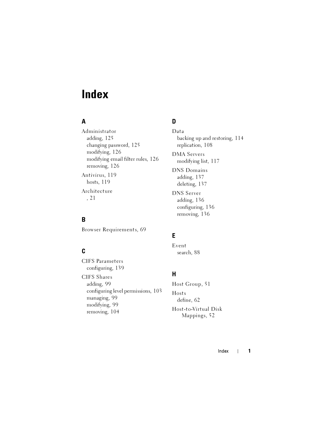 Dell NX3500 manual Index 