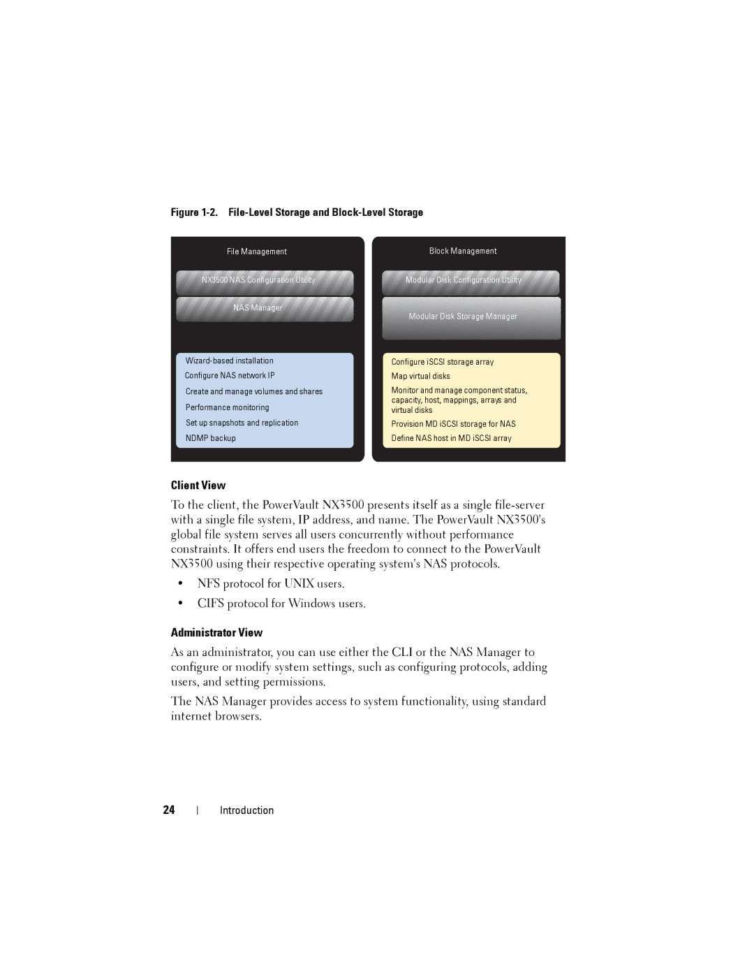 Dell NX3500 manual Client View, Administrator View 