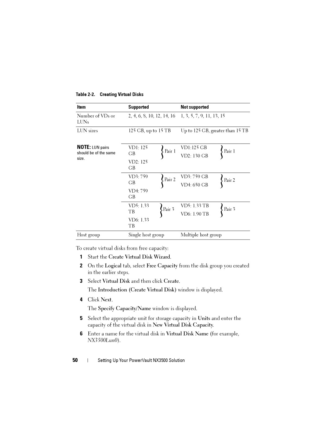 Dell NX3500 manual Start the Create Virtual Disk Wizard, Introduction Create Virtual Disk window is displayed 