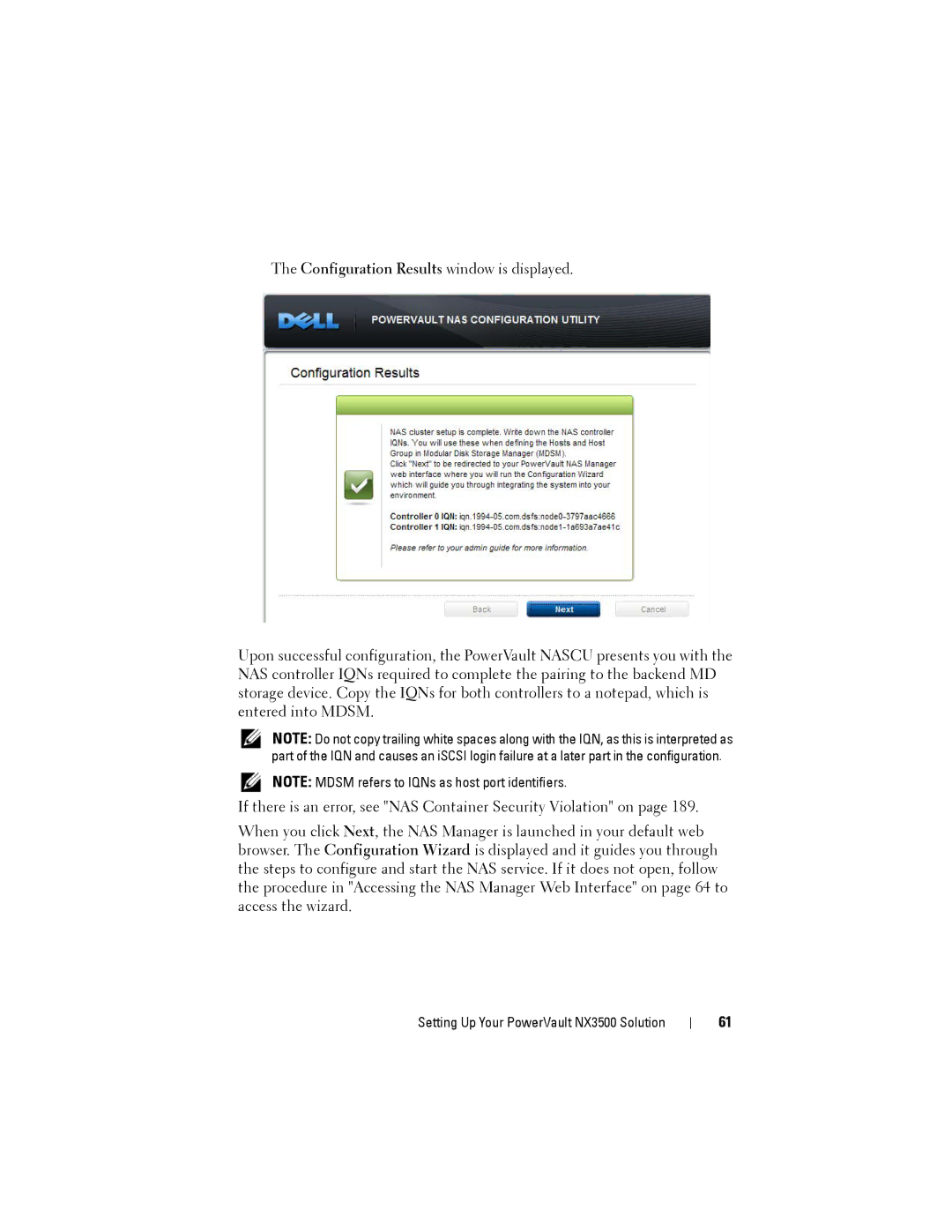 Dell manual Setting Up Your PowerVault NX3500 Solution 