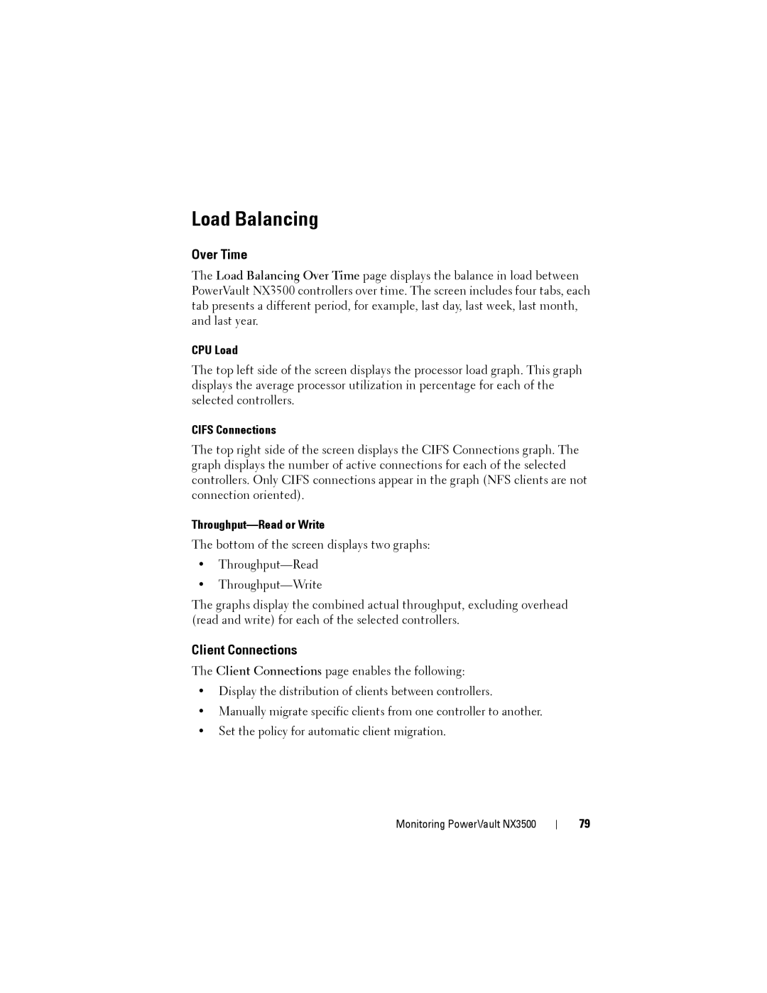 Dell NX3500 manual Load Balancing, Over Time, Client Connections 