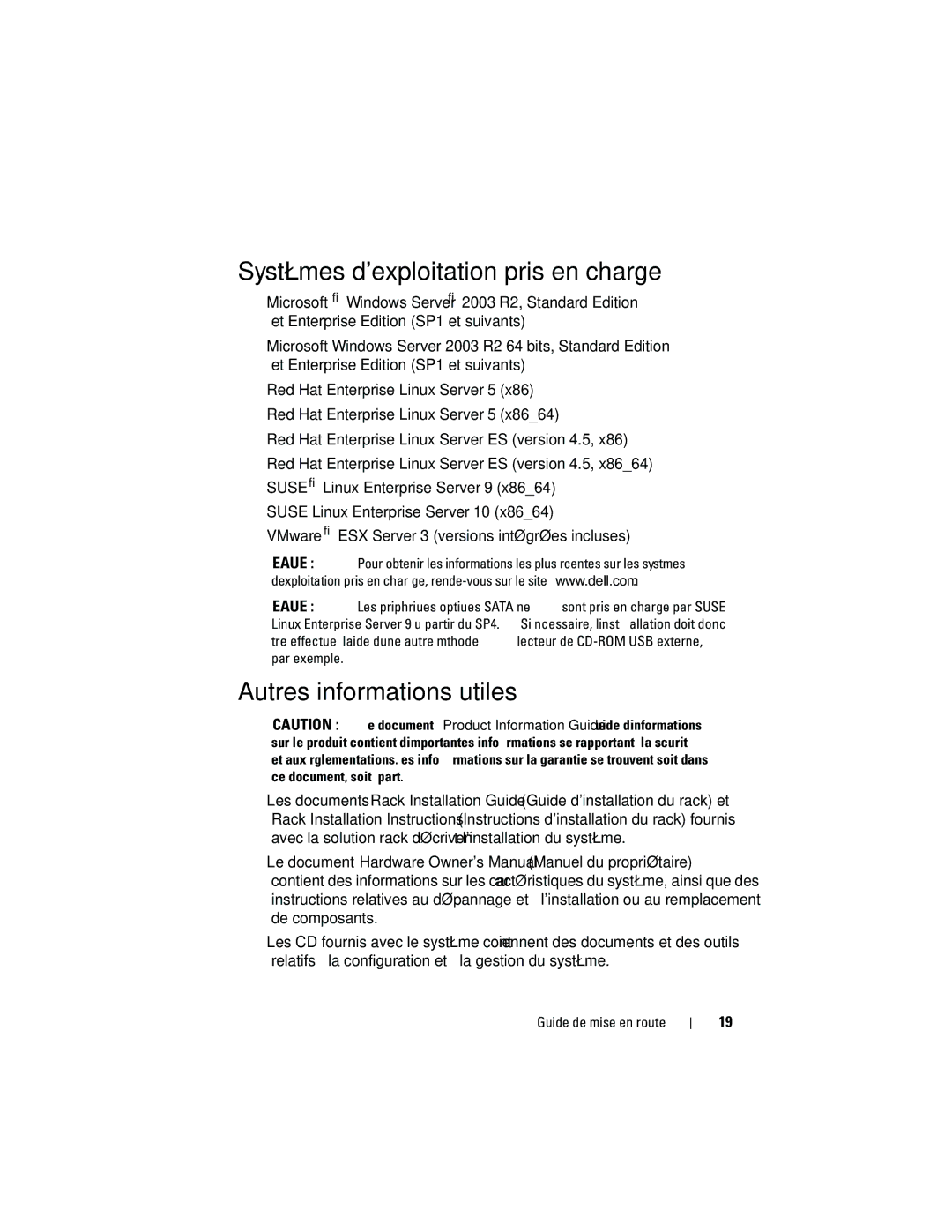 Dell R805 System, NX702 manual Systèmes dexploitation pris en charge, Autres informations utiles 