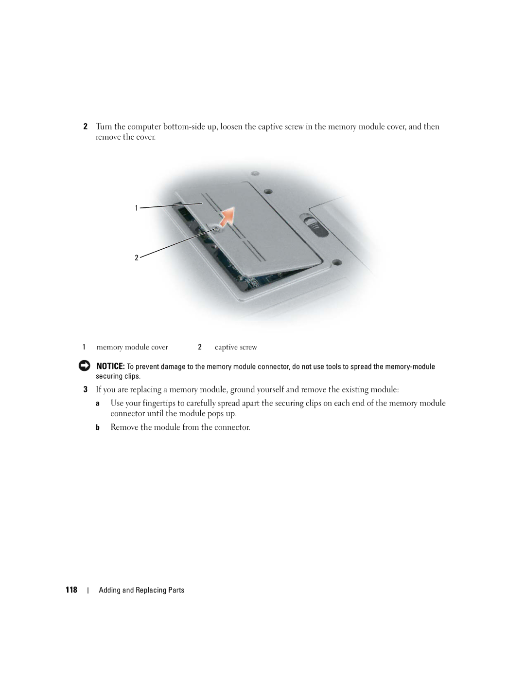 Dell NY105 manual Memory module cover 