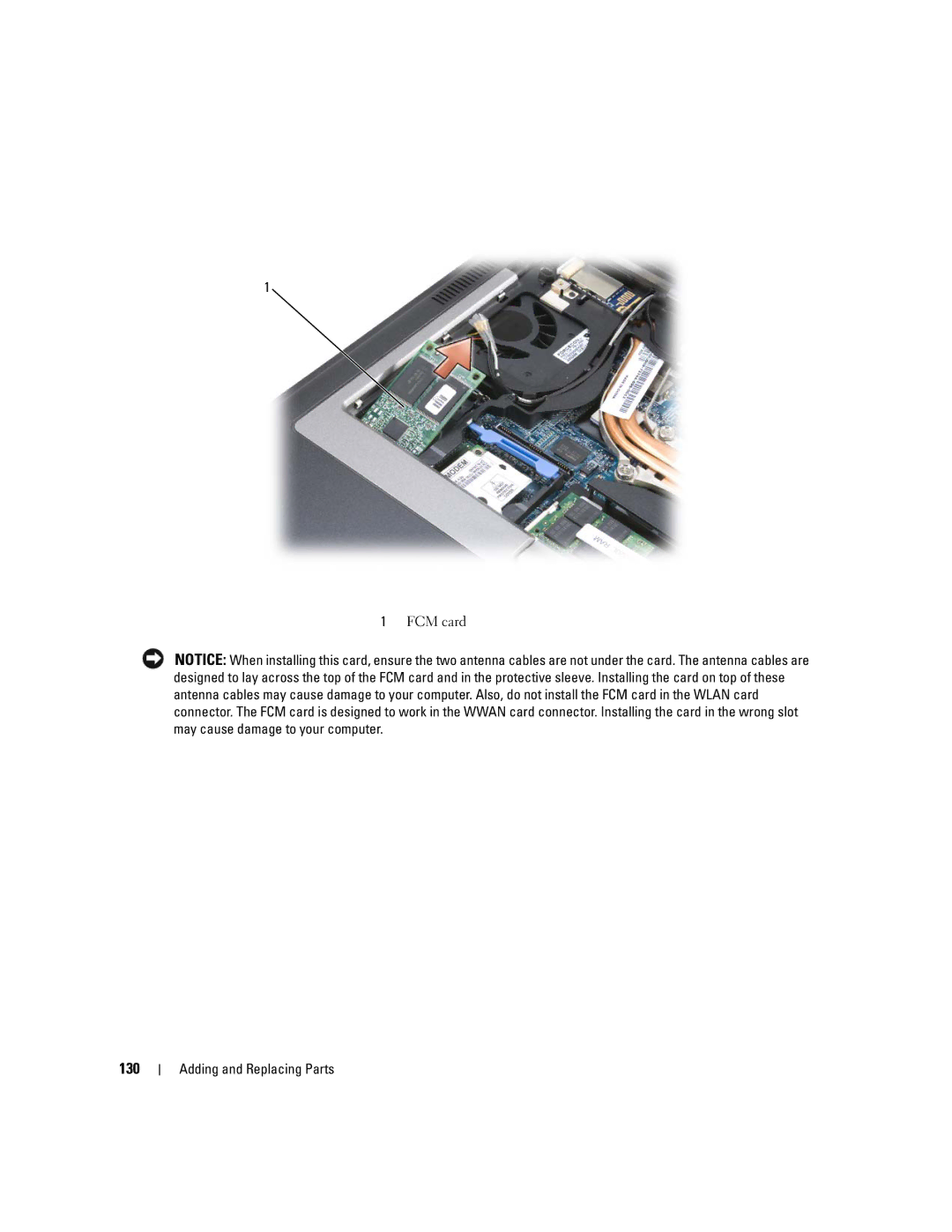 Dell NY105 manual 130, FCM card 