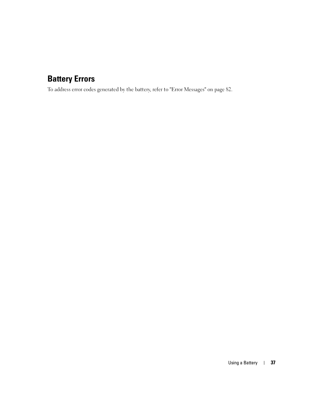 Dell NY105 manual Battery Errors 