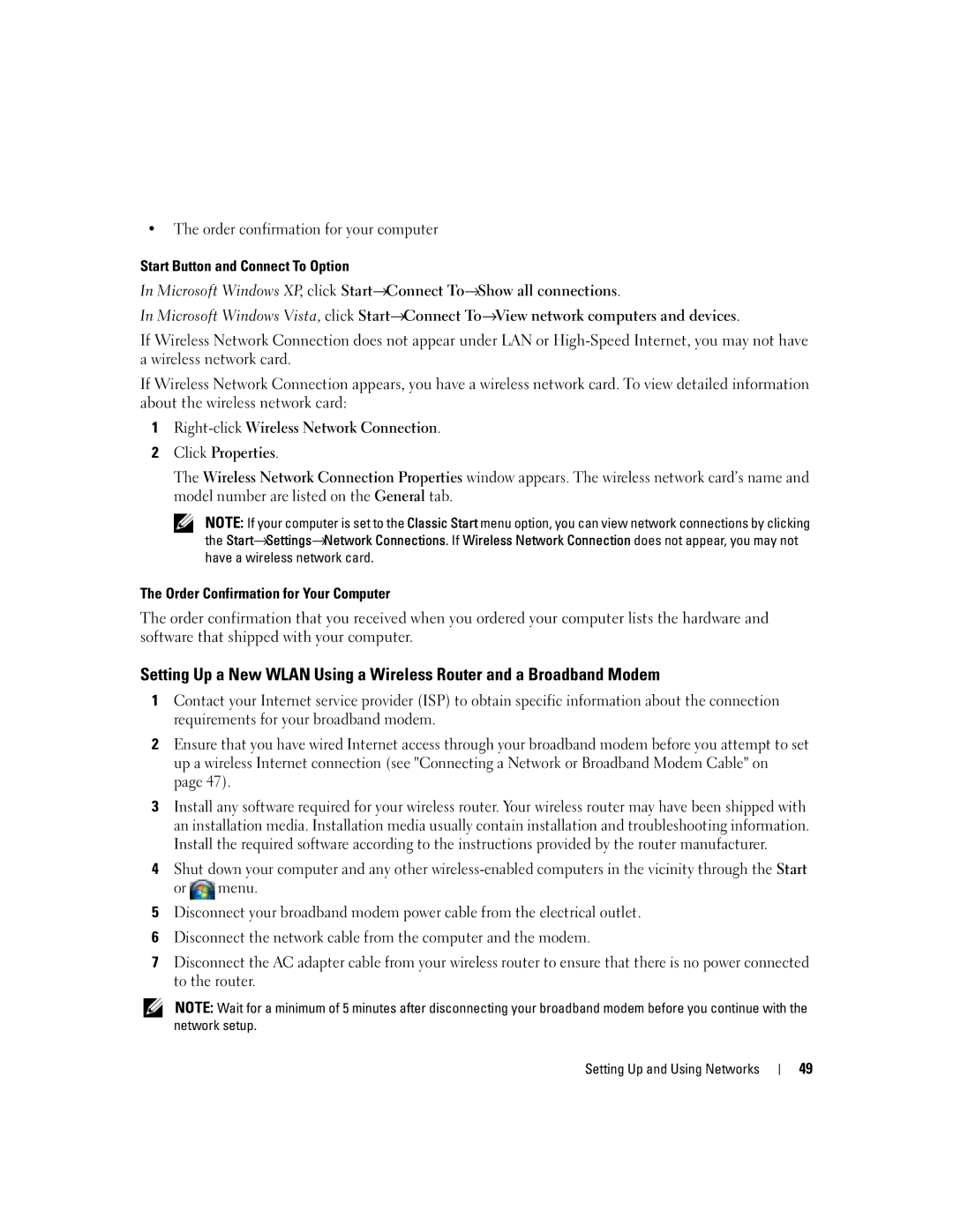 Dell NY105 manual Right-clickWireless Network Connection Click Properties 