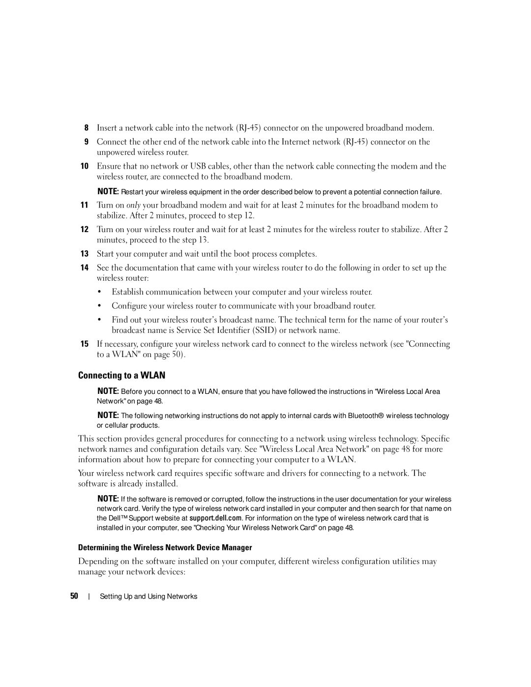 Dell NY105 manual Connecting to a Wlan 