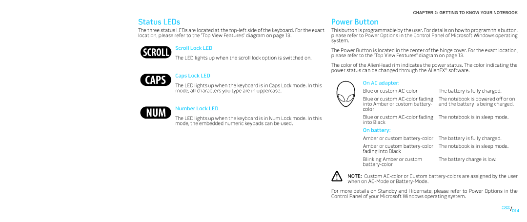 Dell P01E, P776N manual Status LEDs, Power Button 