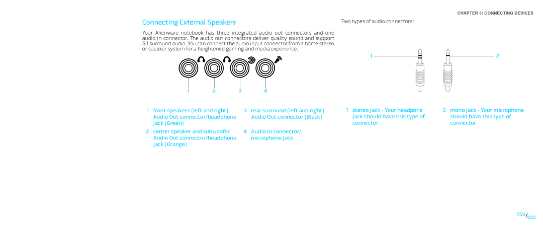 Dell P01E, P776N manual Connecting External Speakers 