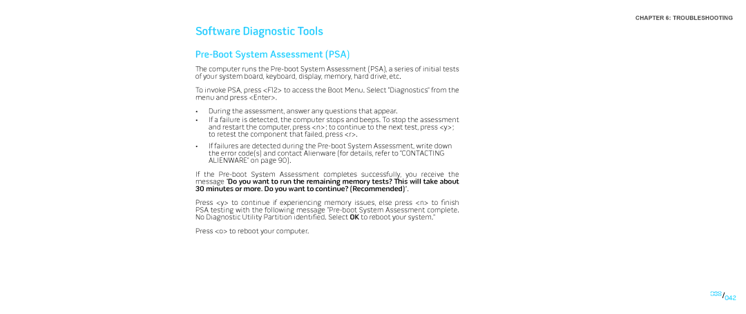 Dell P01E, P776N manual Software Diagnostic Tools, Pre-Boot System Assessment PSA 