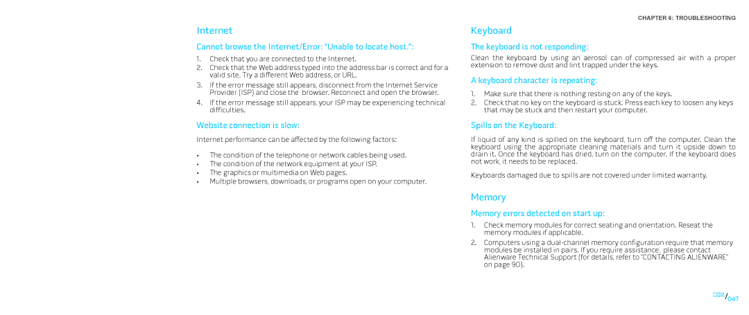 Dell P776N, P01E manual Internet, Keyboard, Memory 