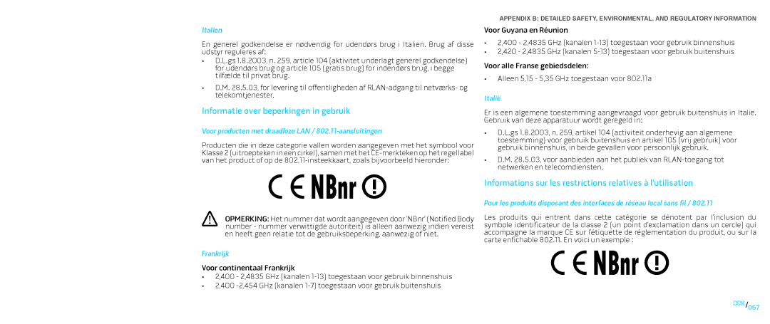 Dell P776N, P01E manual Informatie over beperkingen in gebruik, Informations sur les restrictions relatives à l’utilisation 