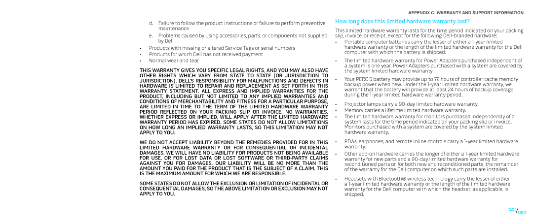 Dell P01E, P776N manual How long does this limited hardware warranty last? 