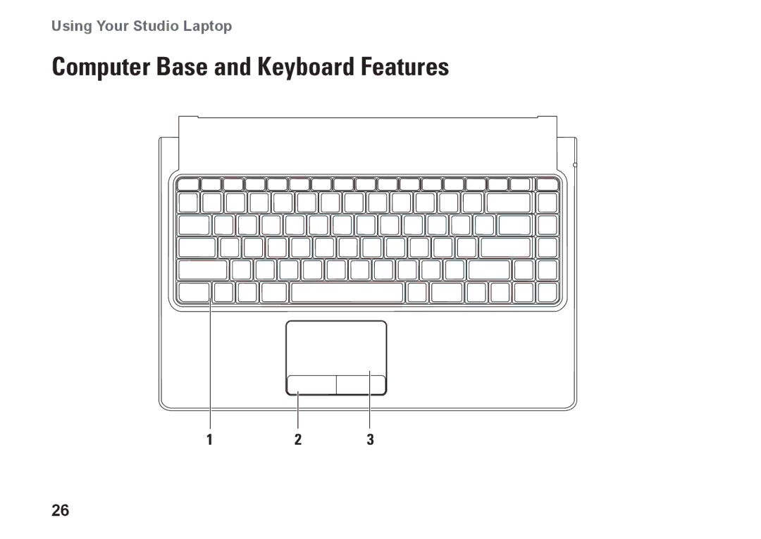 Dell P03G setup guide Computer Base and Keyboard Features 