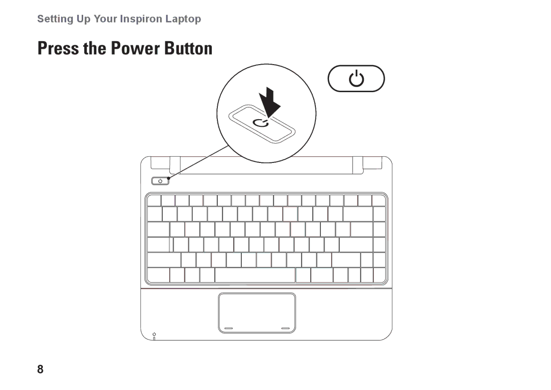 Dell P03T setup guide Press the Power Button 