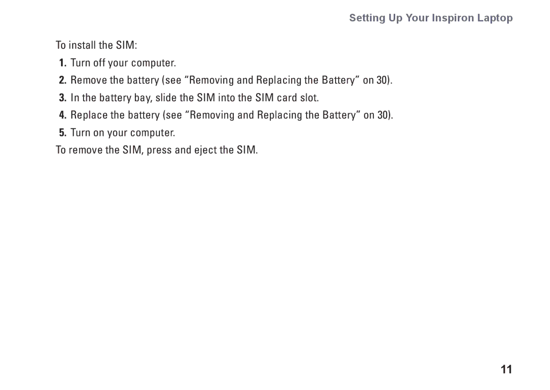 Dell P03T setup guide Setting Up Your Inspiron Laptop 