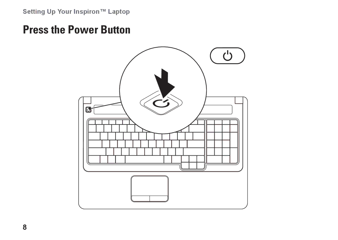 Dell P04E001, J5MFN setup guide Press the Power Button 