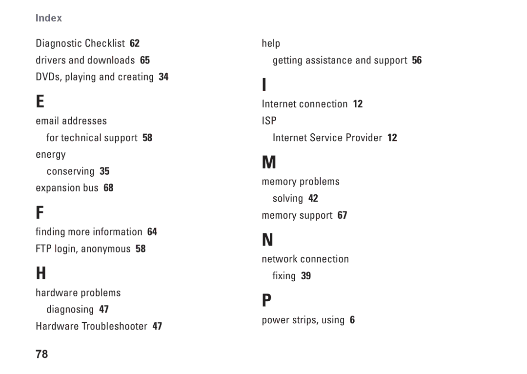 Dell J5MFN, P04E001 setup guide Index 