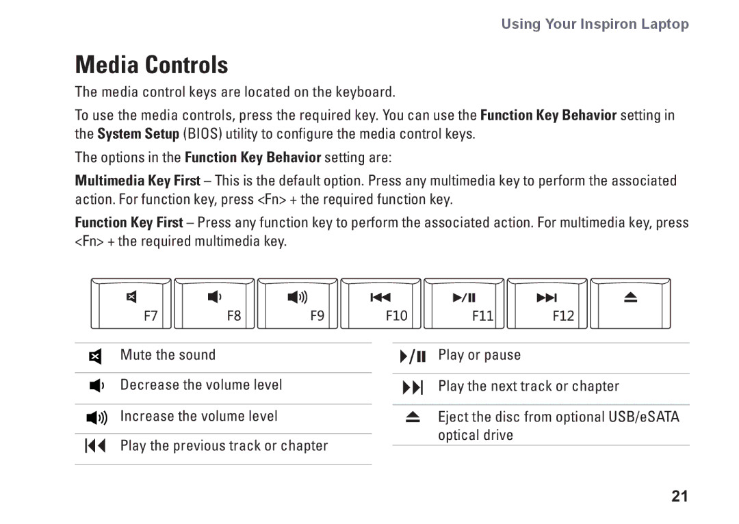 Dell G374R, P04S series setup guide Media Controls 