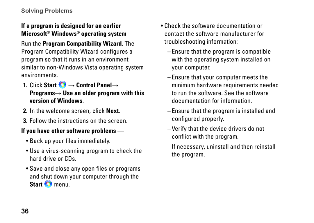 Dell P04S series, G374R setup guide If you have other software problems 