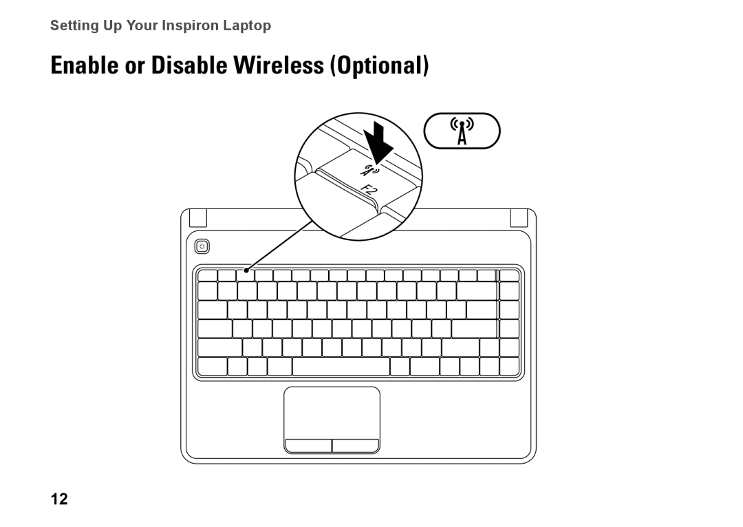 Dell P07G setup guide Enable or Disable Wireless Optional 