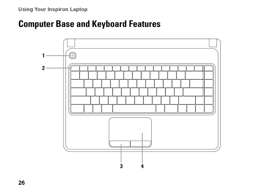 Dell P07G setup guide Computer Base and Keyboard Features 