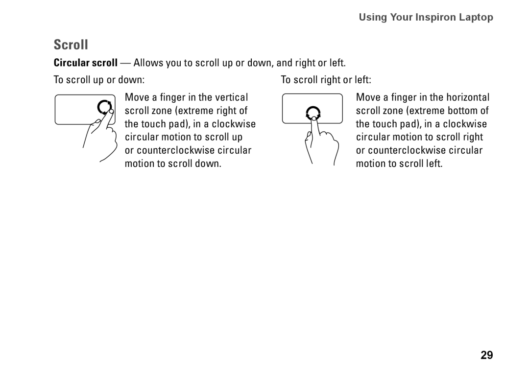 Dell P07G setup guide Scroll 