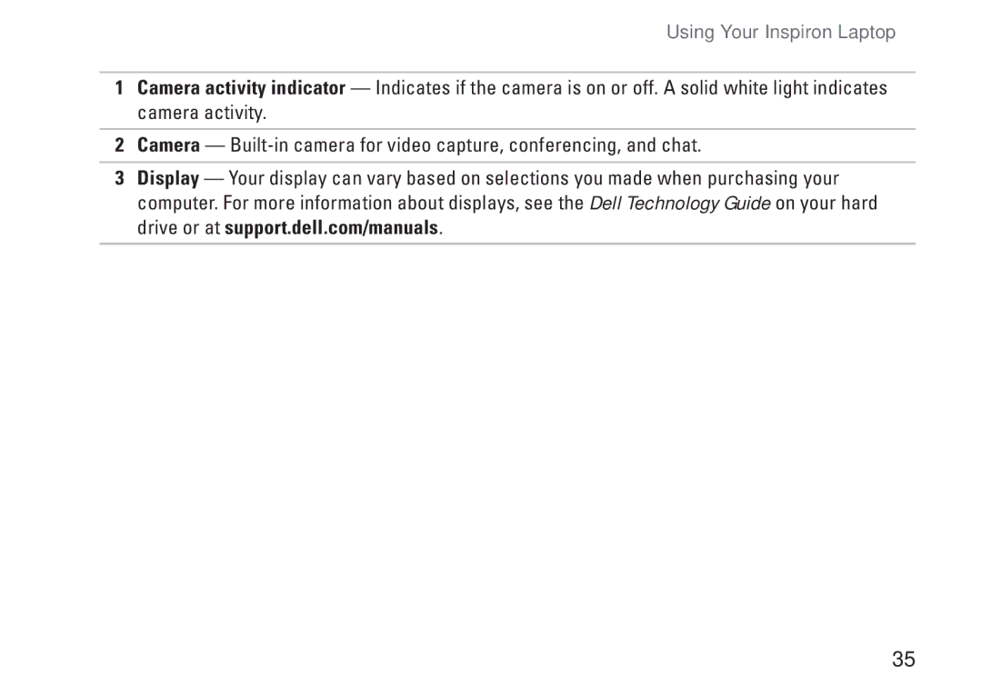 Dell P07G setup guide Using Your Inspiron Laptop 