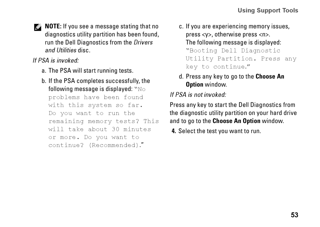 Dell P07G setup guide If PSA is invoked 