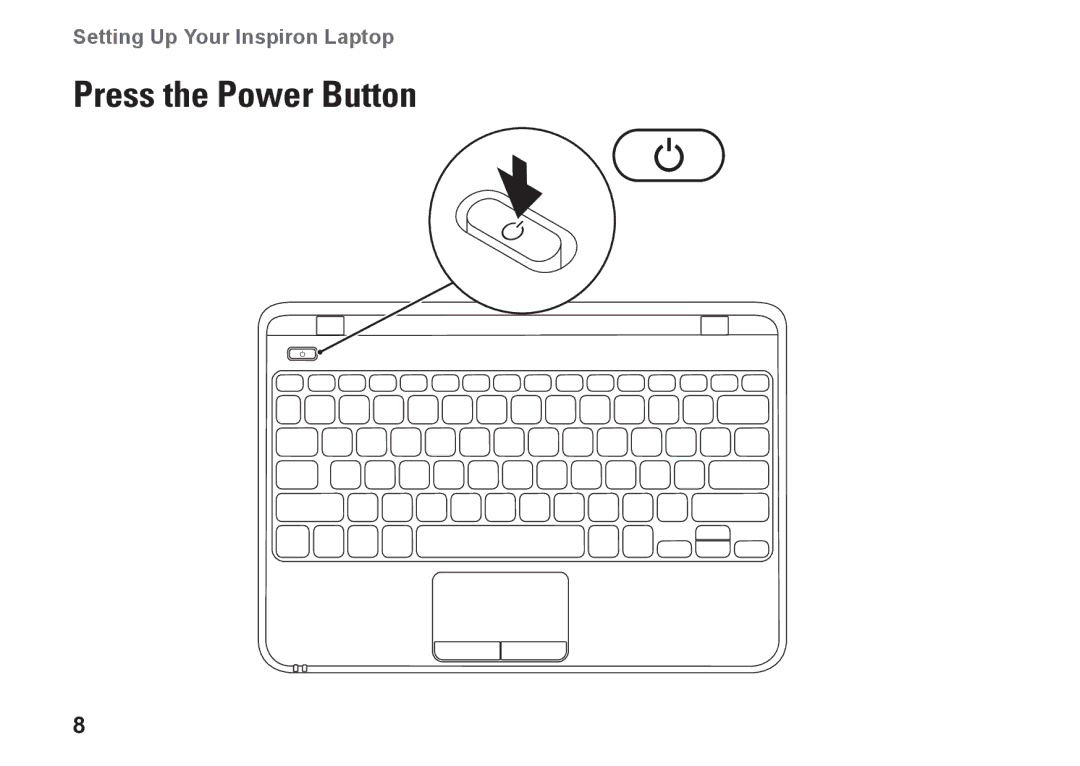 Dell P07T setup guide Press the Power Button 