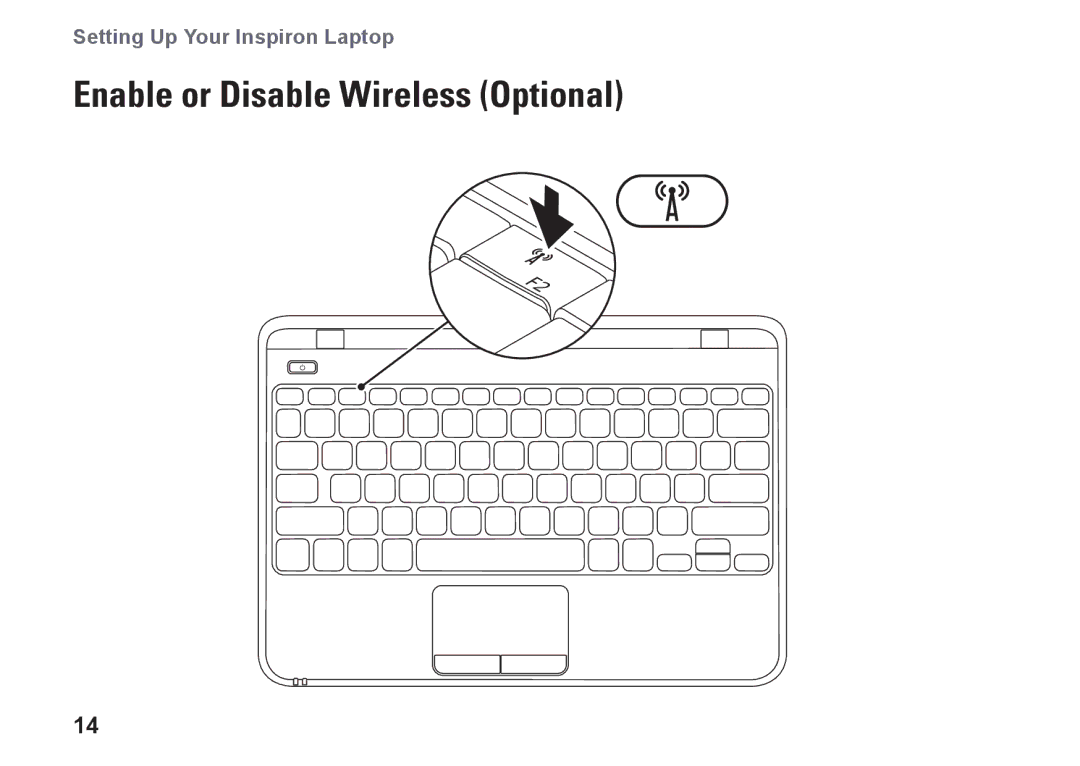 Dell P07T setup guide Enable or Disable Wireless Optional 