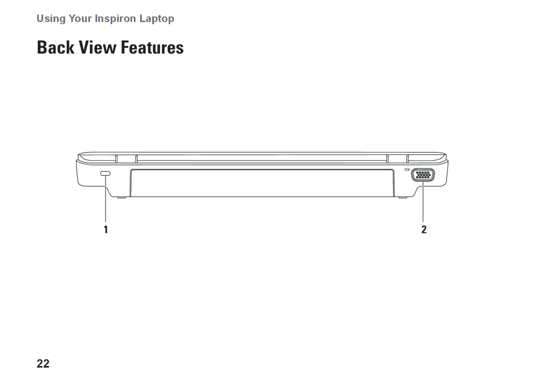 Dell P07T setup guide Back View Features 