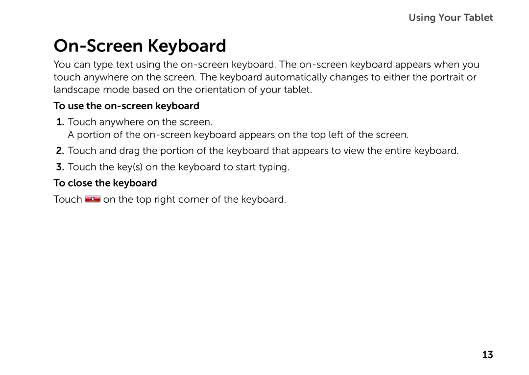 Dell P08T001 manual On-Screen Keyboard 