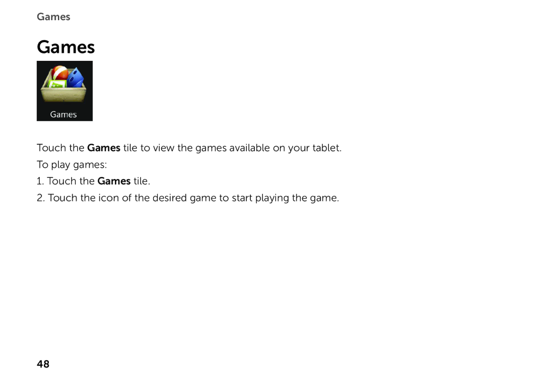 Dell P08T001 manual Games 