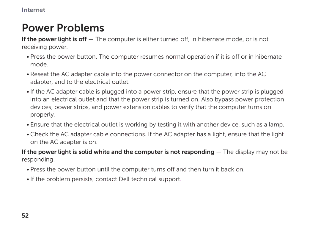 Dell P08T001 manual Power Problems 