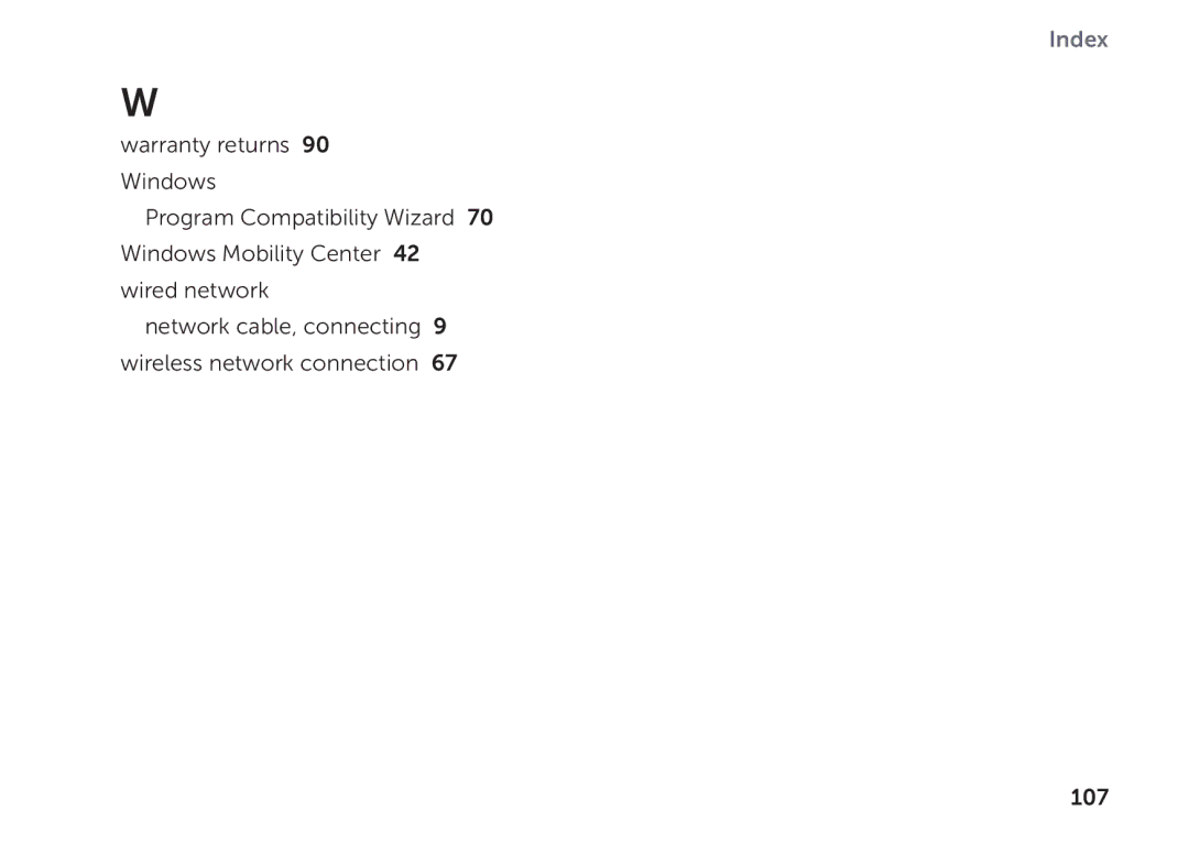 Dell P09E setup guide Index 