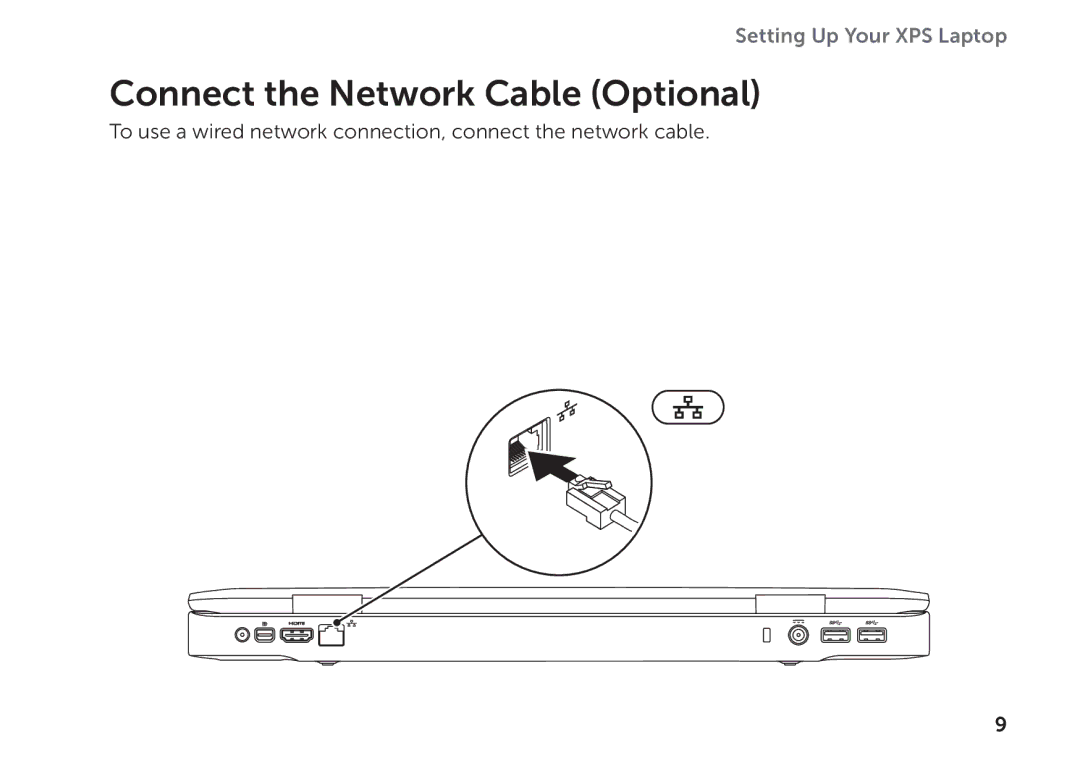 Dell P09E setup guide Connect the Network Cable Optional 