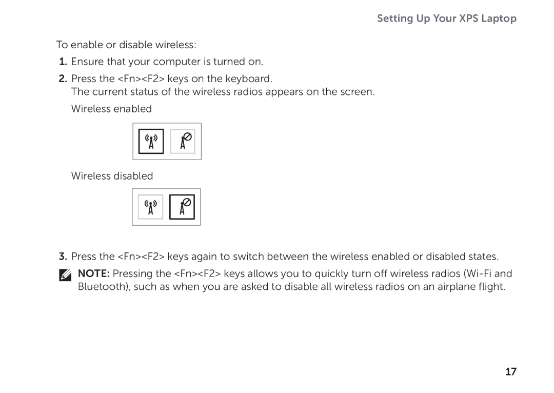 Dell P09E setup guide Setting Up Your XPS Laptop 