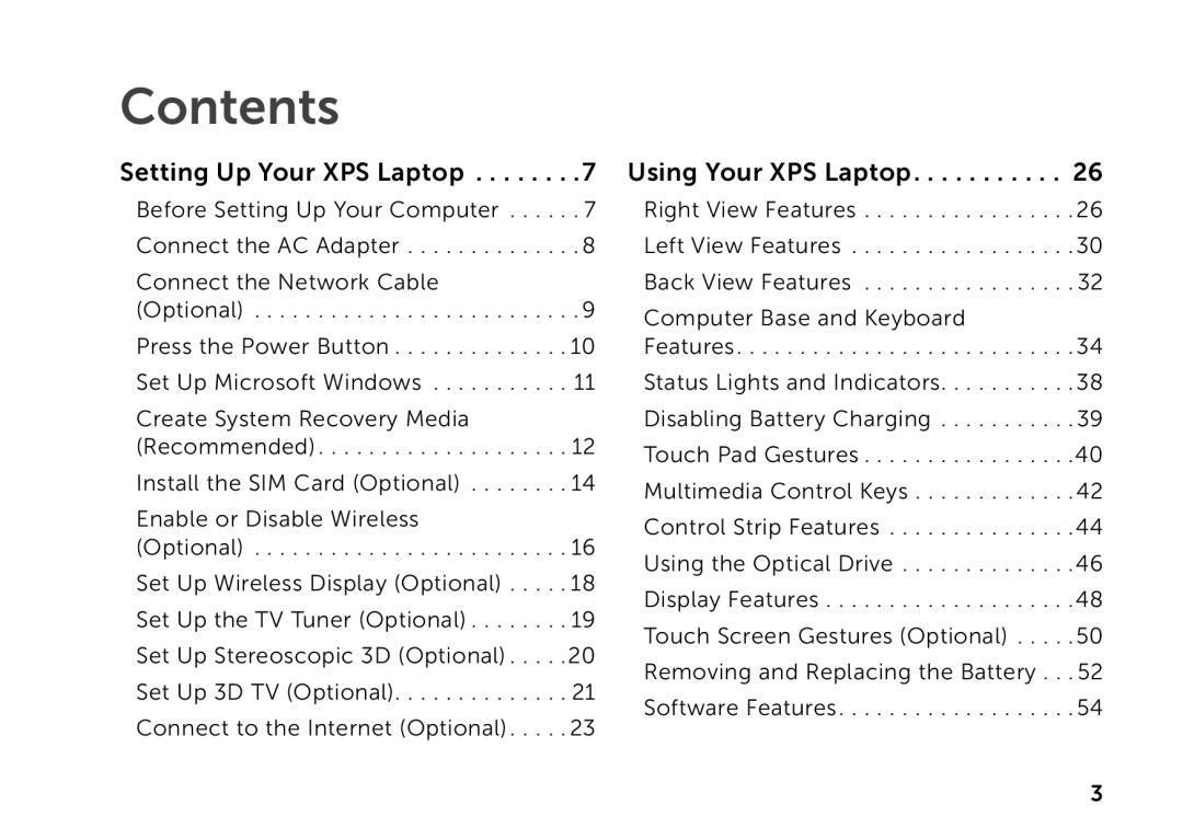 Dell P09E setup guide Contents 