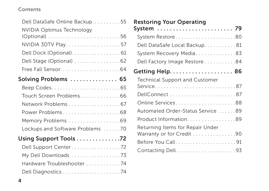 Dell P09E setup guide Using Support Tools 