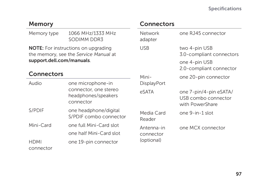 Dell P09E setup guide Connectors, Pdif 