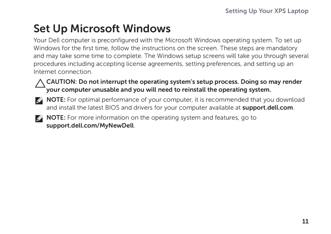 Dell P09E002 setup guide Set Up Microsoft Windows 