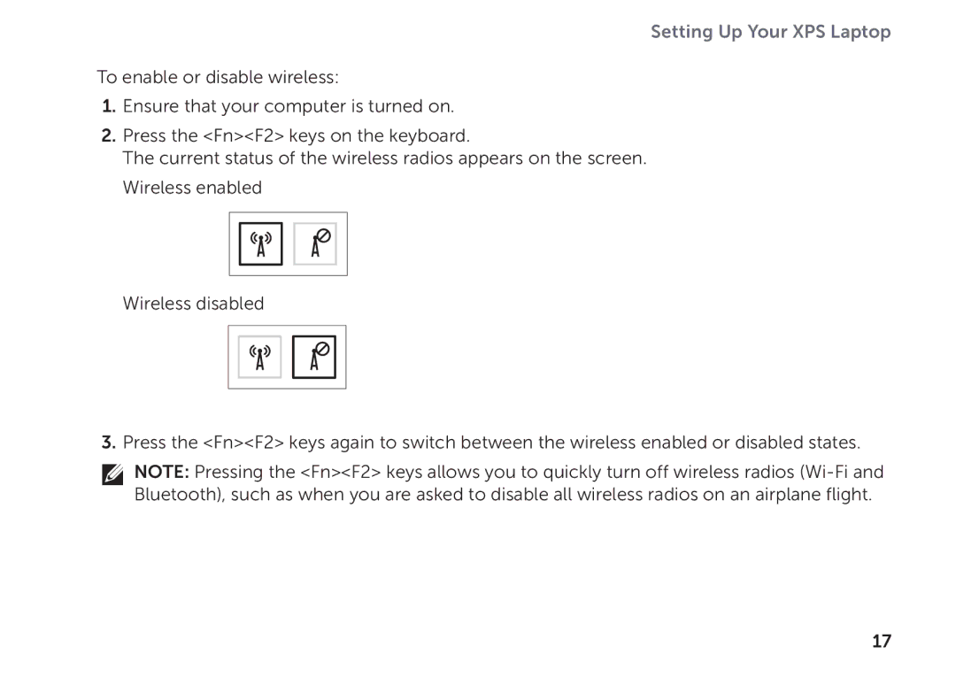 Dell P09E002 setup guide Setting Up Your XPS Laptop 