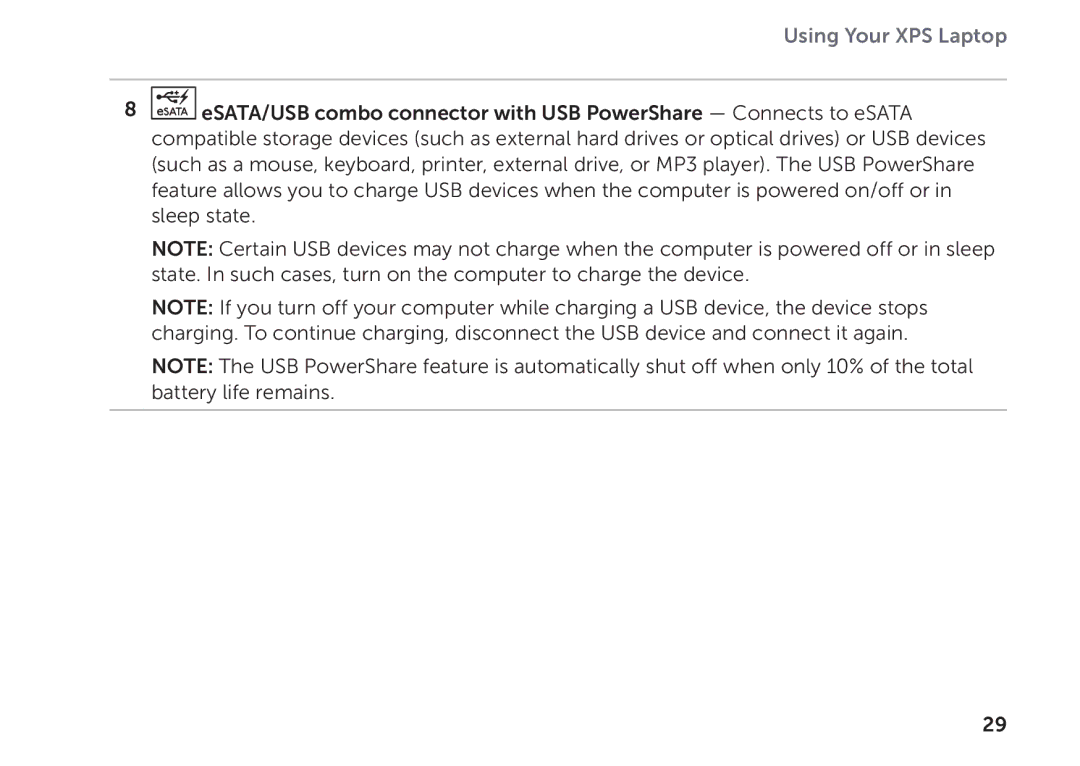 Dell P09E002 setup guide Using Your XPS Laptop 