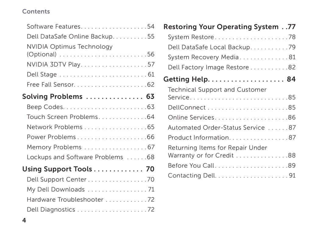 Dell P09E002 setup guide Using Support Tools 