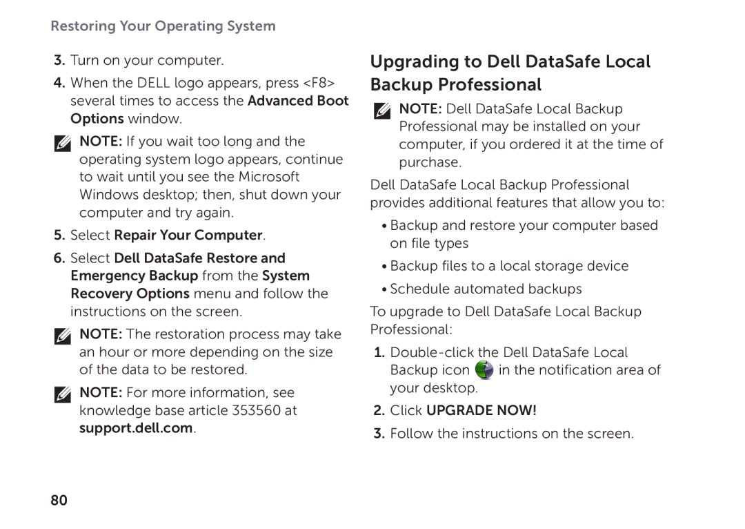 Dell P09E002 setup guide Upgrading to Dell DataSafe Local Backup Professional 