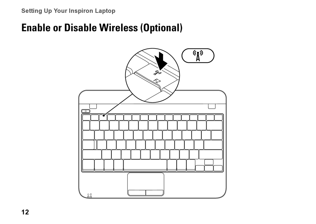 Dell P09T setup guide Enable or Disable Wireless Optional 