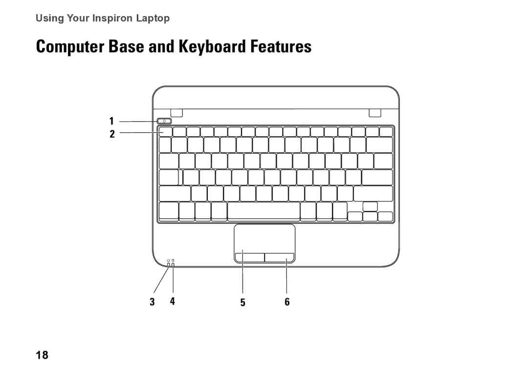 Dell P09T setup guide Computer Base and Keyboard Features 