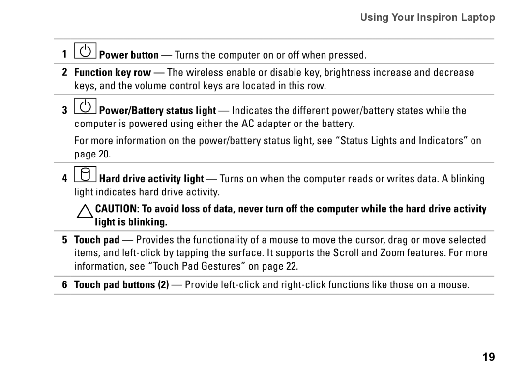 Dell P09T setup guide Using Your Inspiron Laptop 