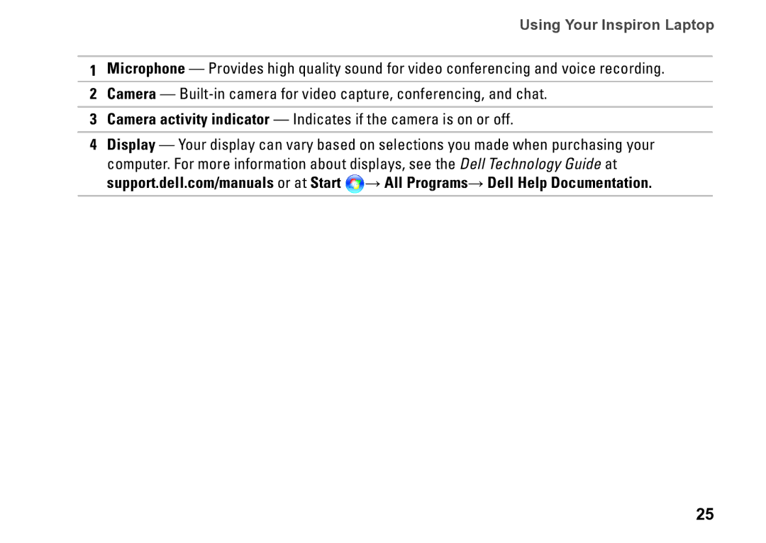 Dell P09T setup guide Using Your Inspiron Laptop 